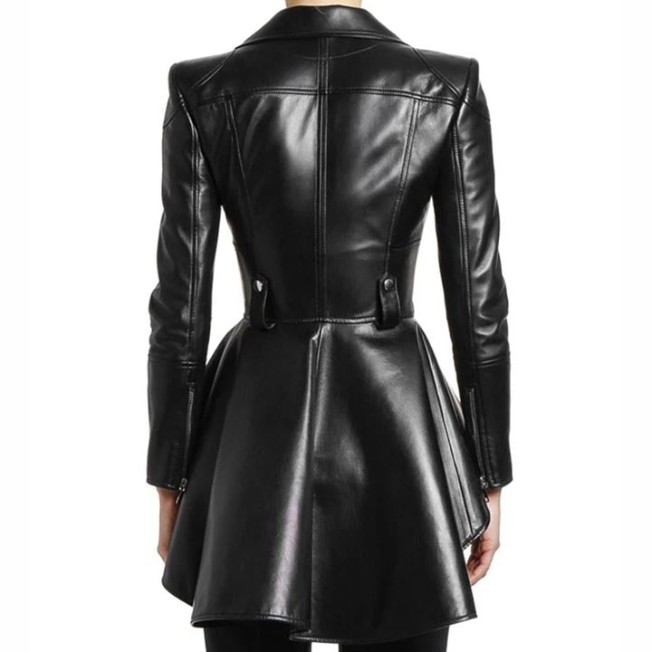 Women's Black Lambskin Leather Coat