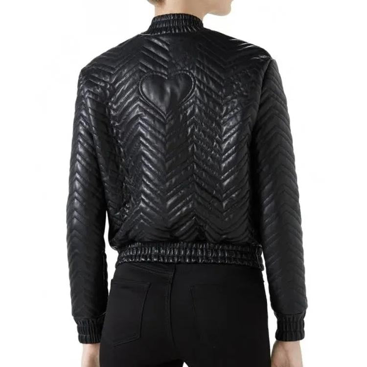 Women's Classic and Stylish Quilted Leather Bomber Jacket
