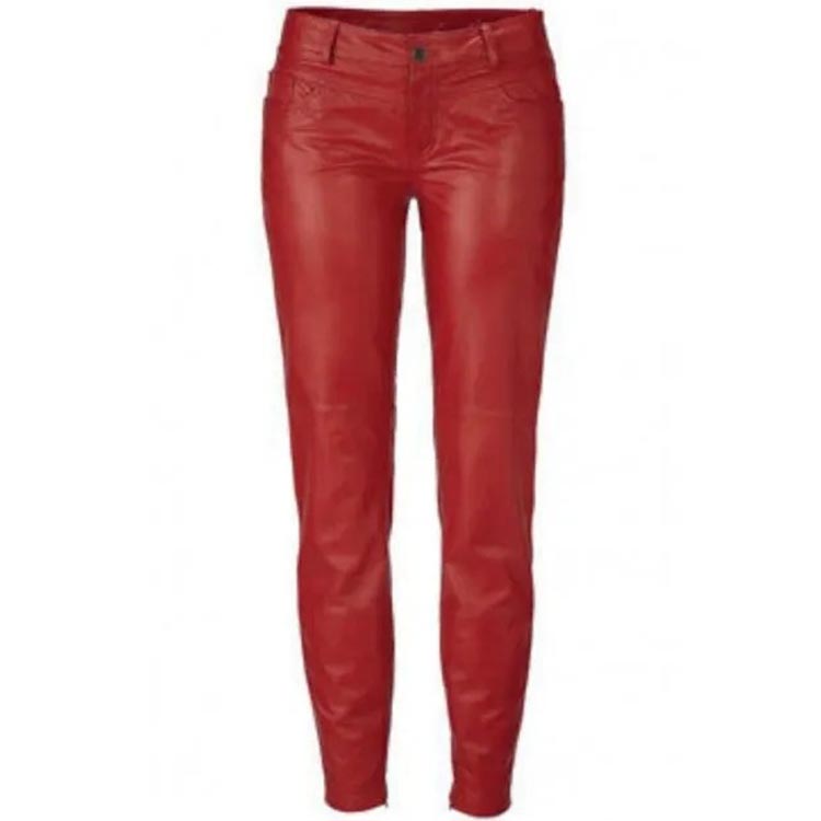 Women's Genuine Lambskin Red Leather Pant