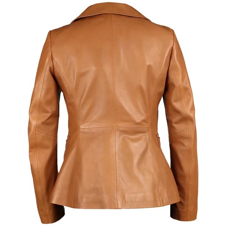 Women's Lambskin Tan Leather Blazer