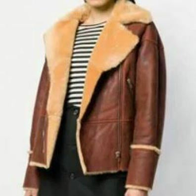 Women's Marron Shearling Biker Jacket