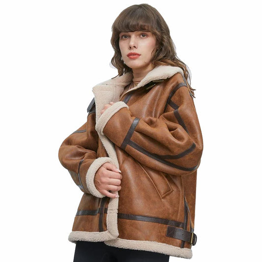 Womens RAF Aviator Brown Fur Coat
