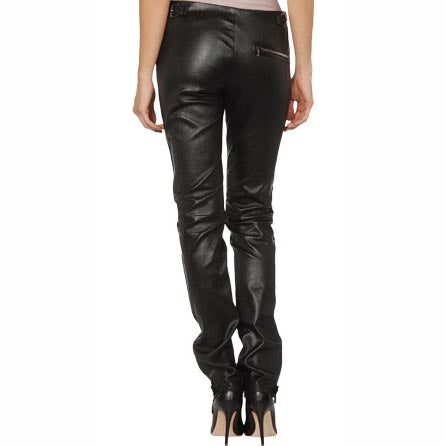 Women's Skinny Straight Leg Leather Pants