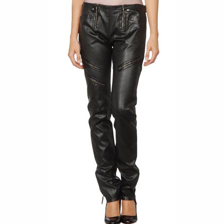 Women's Skinny Straight Leg Leather Pants