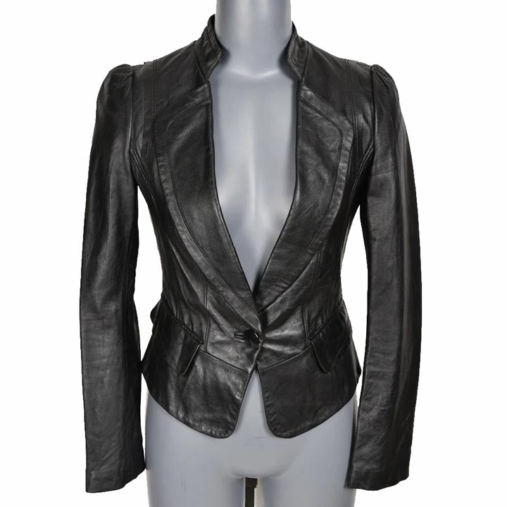 Women's Soft Genuine lambskin Leather Blazer Jacket