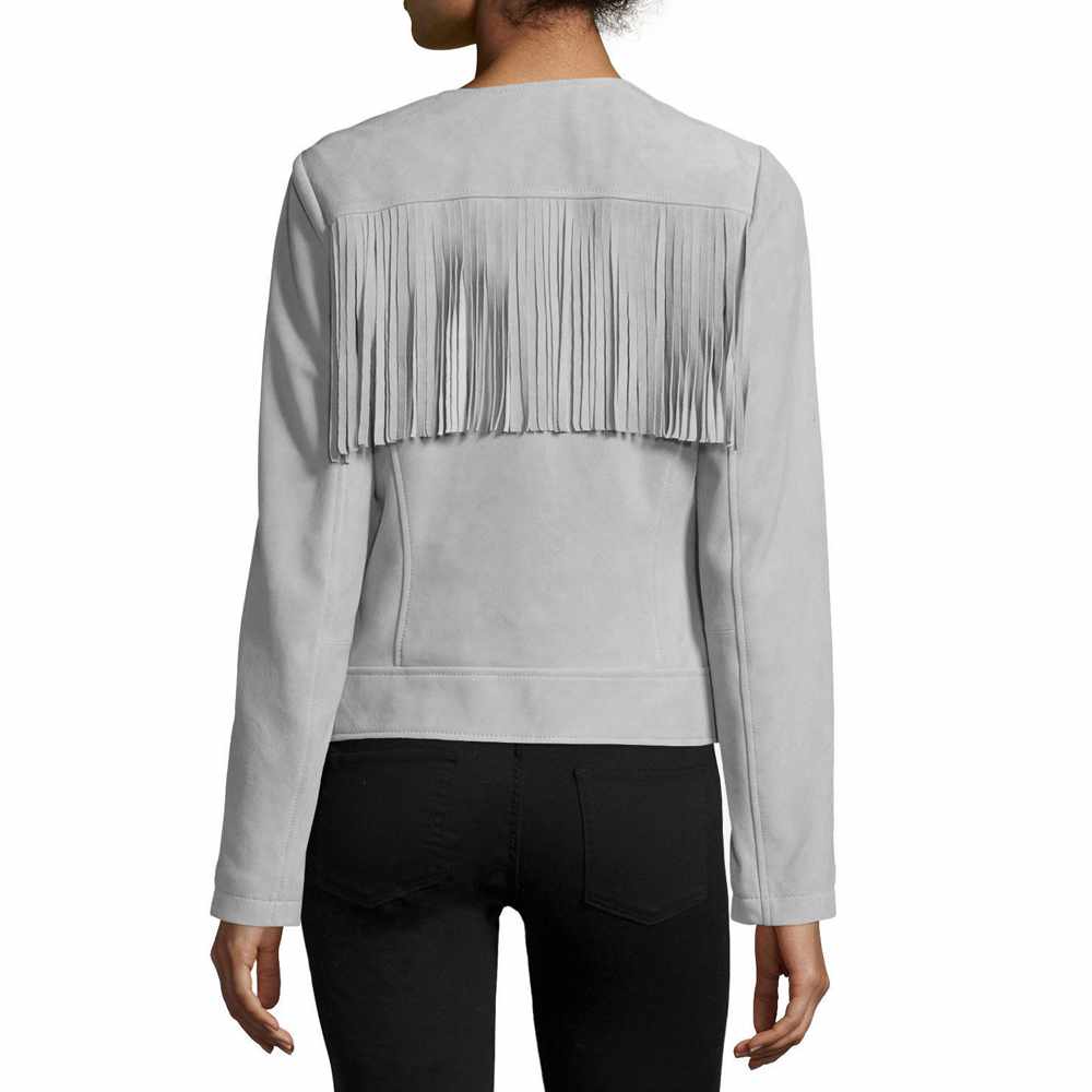 Women Slim Fit Fringe Leather Fashion Jacket