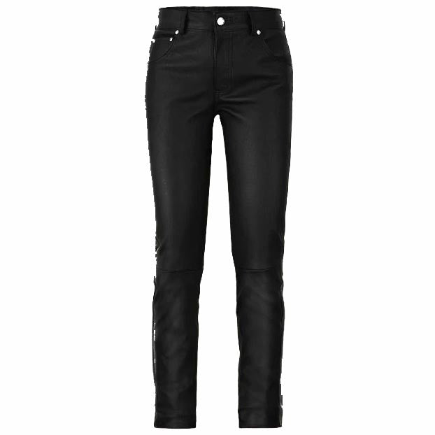 Men's Black Stretch Leather Biker Jeans