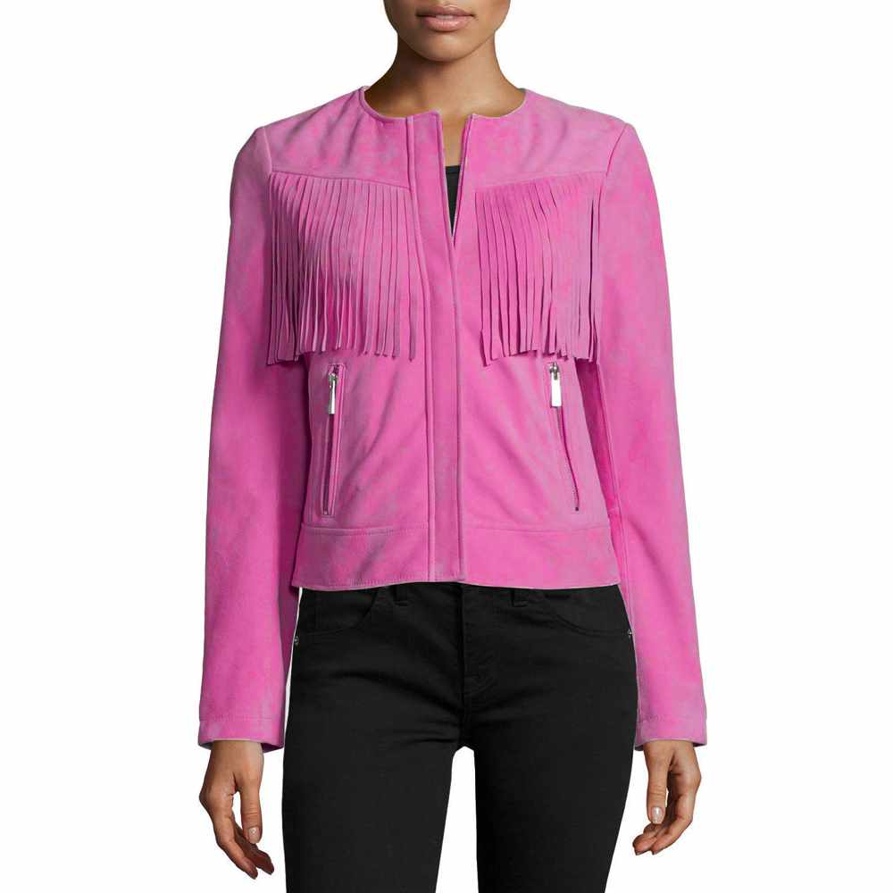 Women Slim Fit Fringe Leather Fashion Jacket