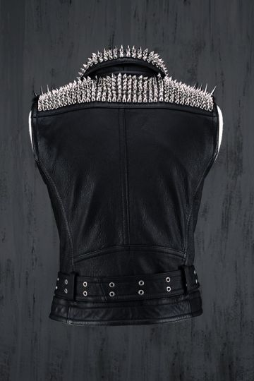 Men Silver Studded Leather Vest Party Wear Winter Summer