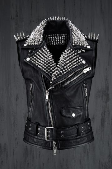 Men Silver Studded Leather Vest Party Wear Winter Summer