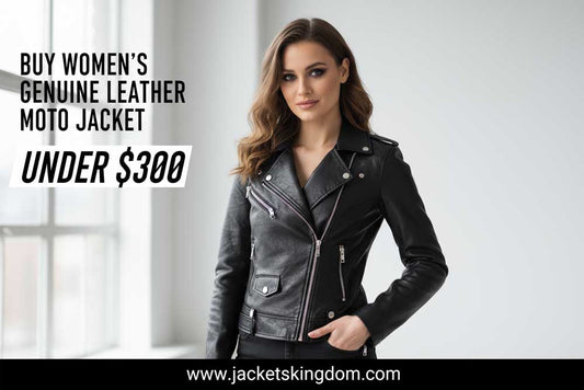 Buy Women’s Genuine Leather Moto Jacket Under $300