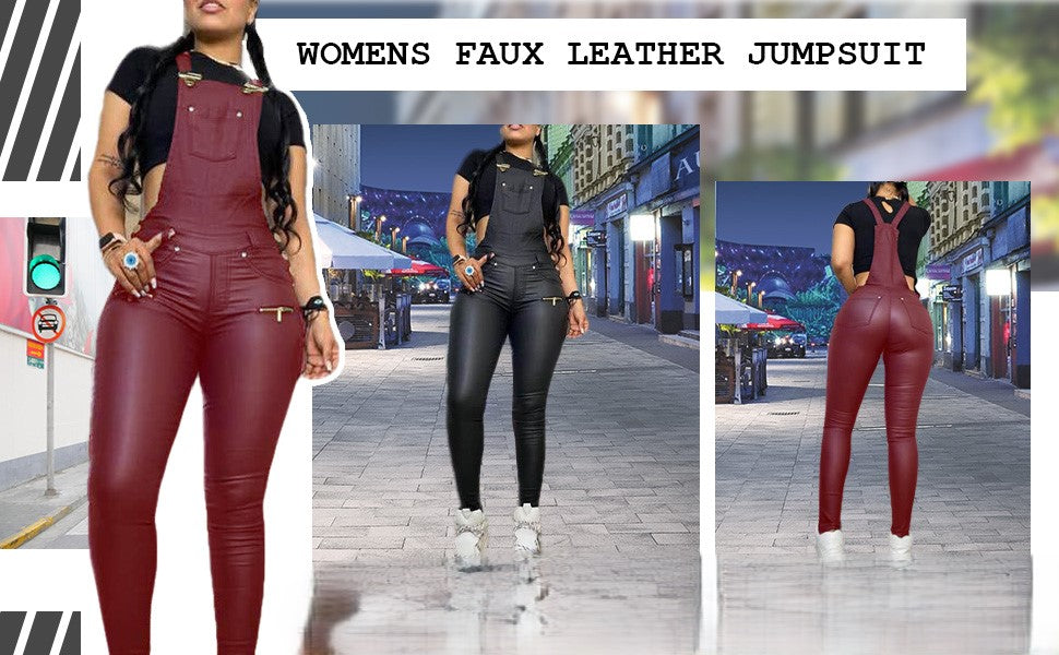 Faux Leather Jumpsuits