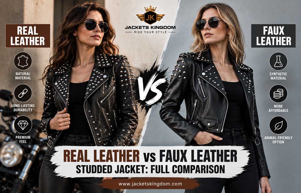 Real Leather vs Faux Leather Studded Jacket: Full Comparison