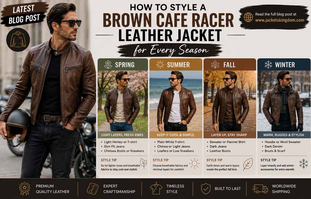How to Style a Brown Cafe Racer Leather Jacket for Every Season