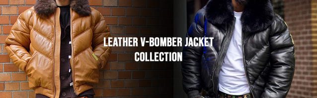 Leather V-Bomber Jacket