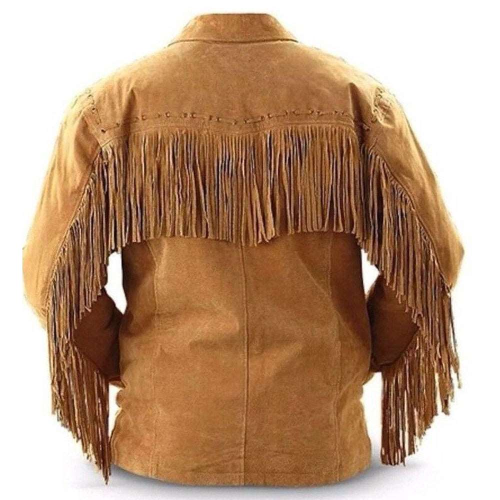 Cowboy Western Brown Suede Leather Fringe Jacket