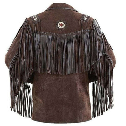 Dark Brown Leather Western Cowboy Jacket
