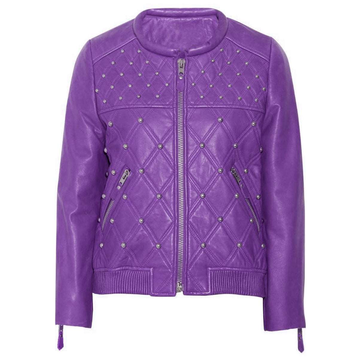Customized Women Genuine Leather Purple Jacket