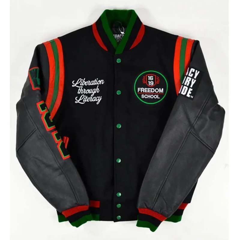 1619 Freedom School Motto Varsity Jacket