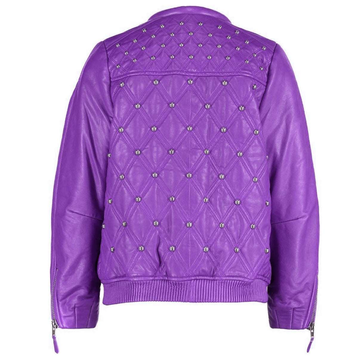 Customized Women Genuine Leather Purple Jacket