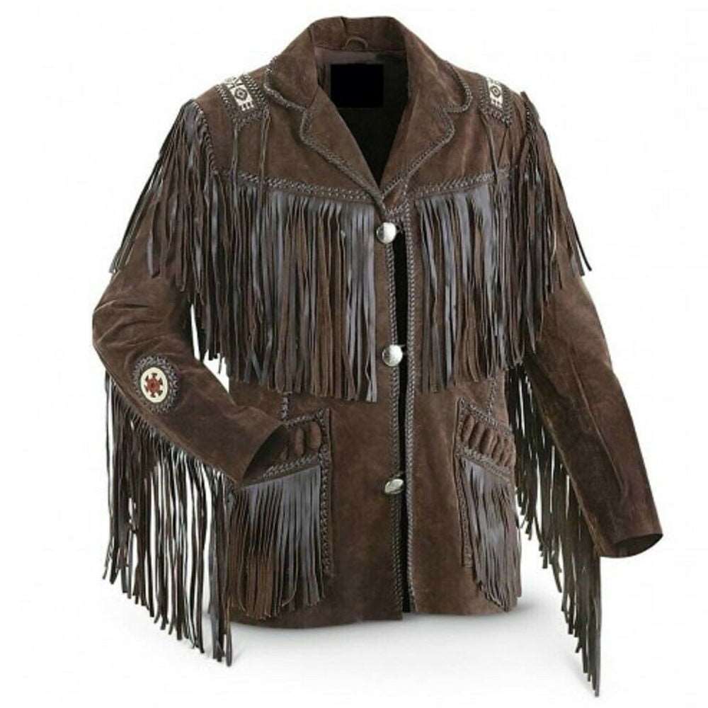 Dark Brown Leather Western Cowboy Jacket