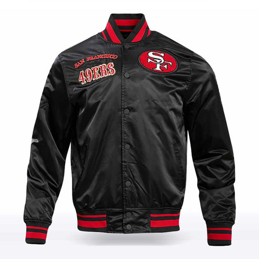 49ers Black Satin Varsity Jacket