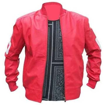 8 Ball Pink Leather Bomber Jacket