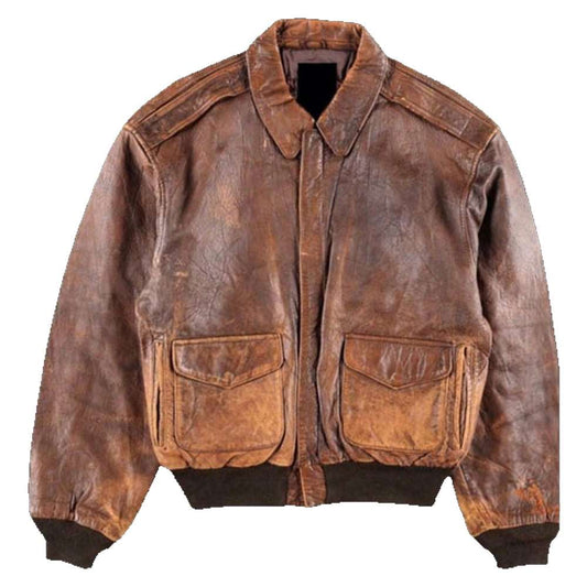 80s A2 Flight Vintage Style Military Real Leather Jacket