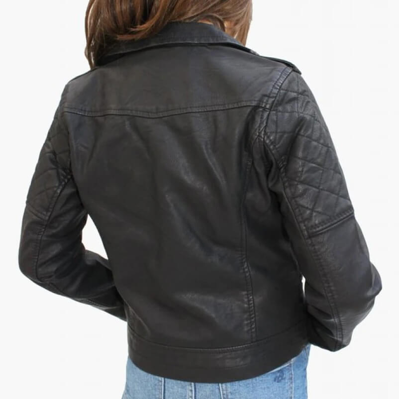 Adorable Quilted Black Leather Kids Jacket