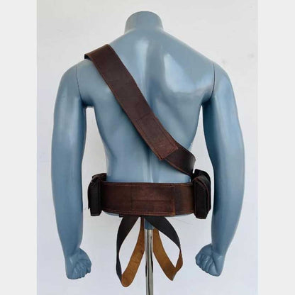 Authentic replica Mandalorian holster belt with adjustable fit perfect for Comic Con and cosplay events by Jackets Kingdom
