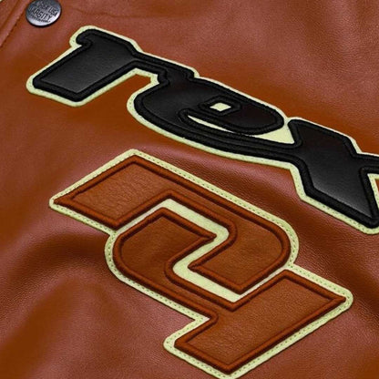 Avirex brown leather jacket with ribbed collar and zip closure by Jackets Kingdom