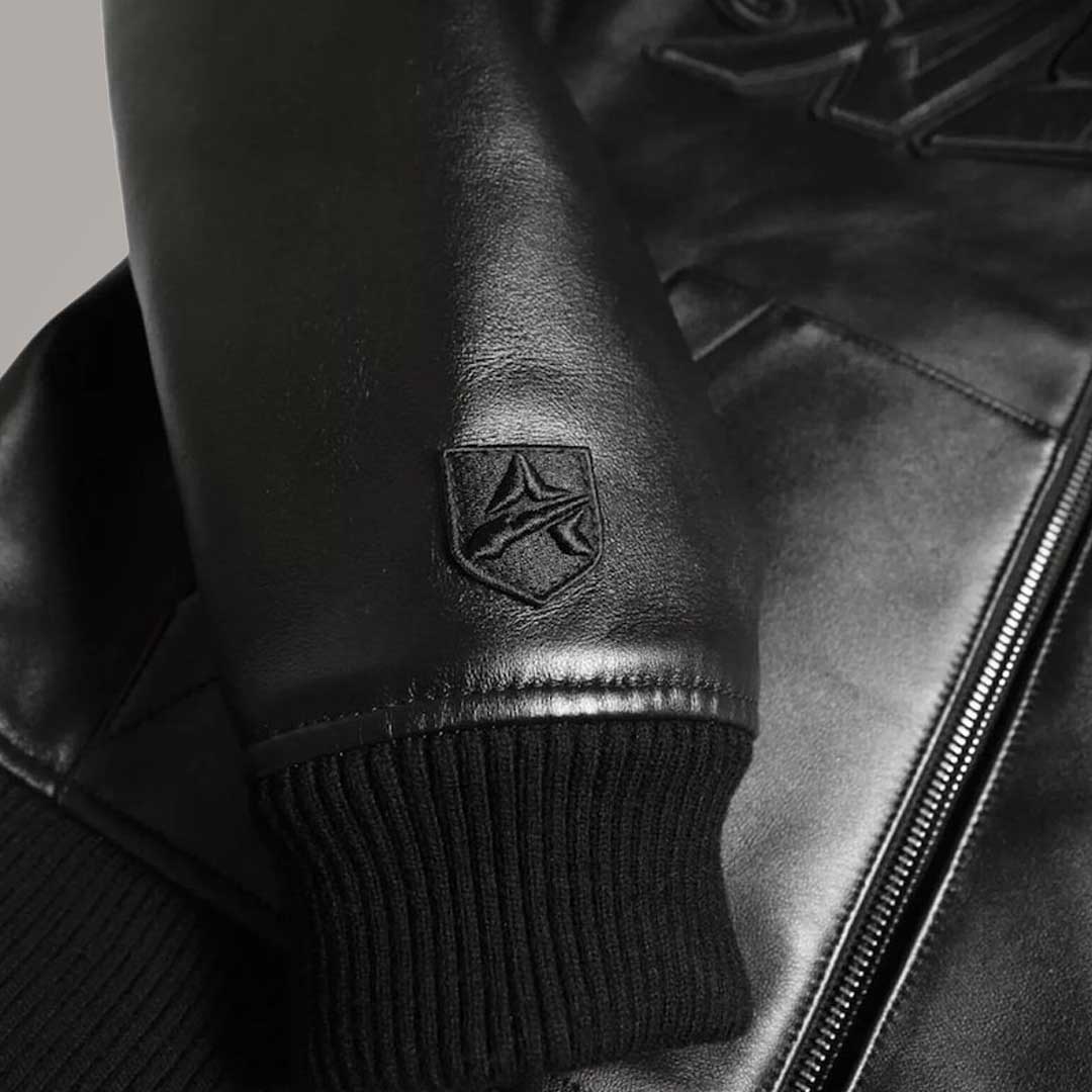 Avirex leather hoodie jacket with attached hood and ribbed cuffs by Jackets Kingdom