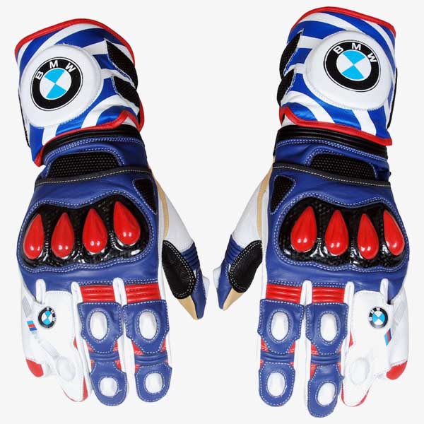 BMW Motorrad Cowhide Leather Racing Gloves with Carbon Fiber Knuckle Protection