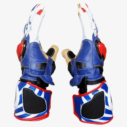 BMW Motorrad Cowhide Leather Racing Gloves with Carbon Fiber Knuckle Protection