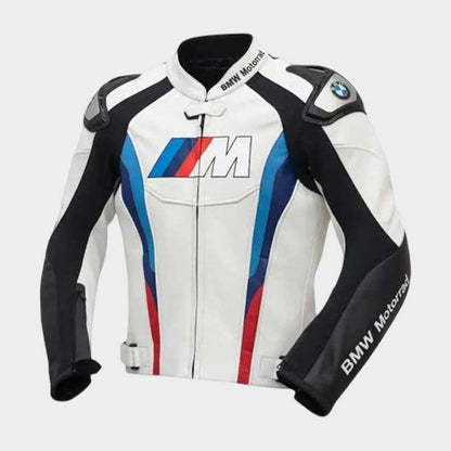 BMW Motorrad leather motorcycle jacket with CE armor and pre-curved sleeves by Jackets Kingdom