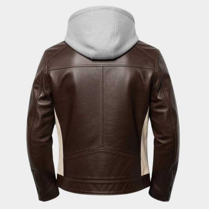 Back view of handmade two tone leather biker jacket for men by Jackets Kingdom