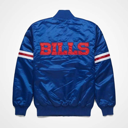 Bills Blue Satin Jacket with Embroidered Logo – Fan Apparel