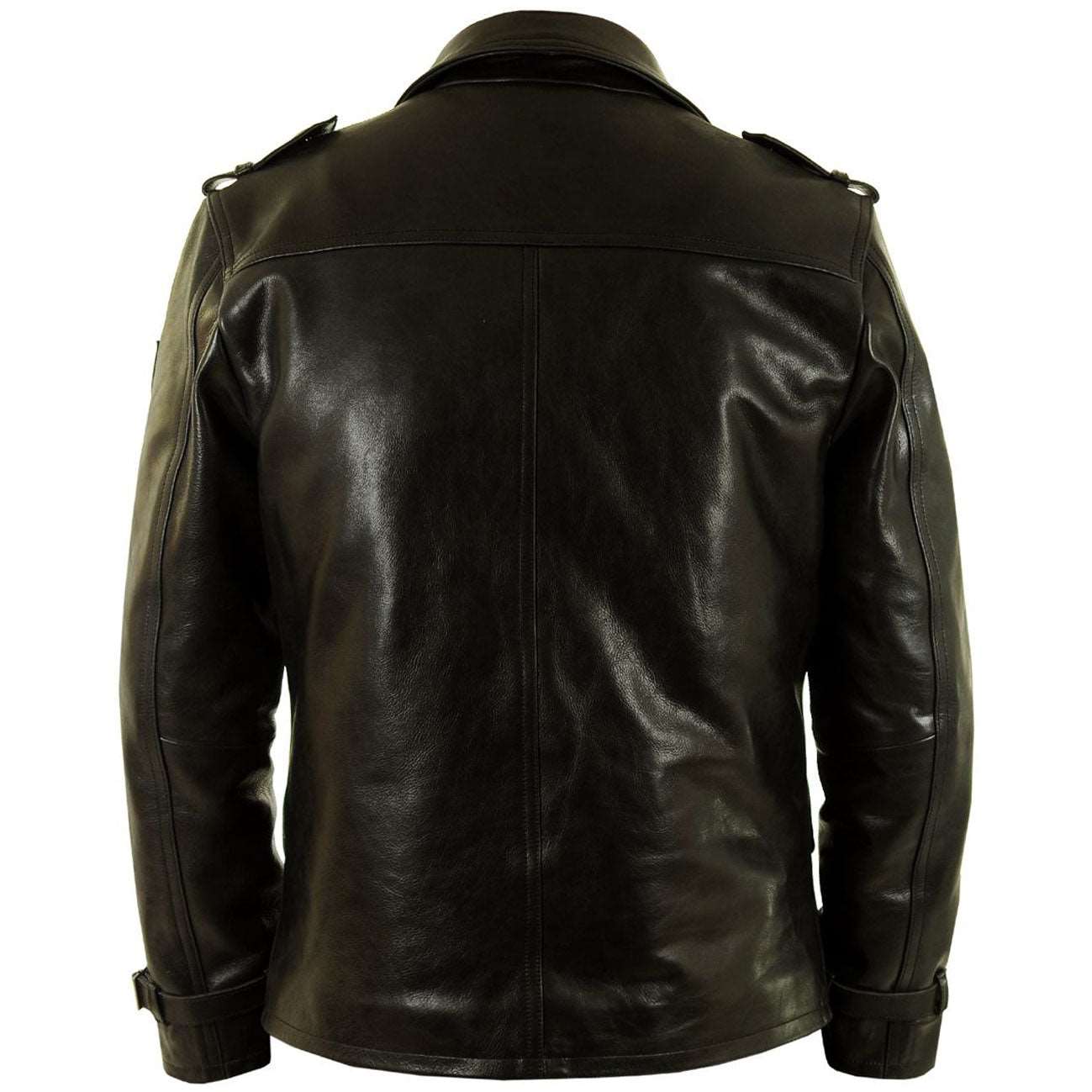 Black Leather Pea Coat