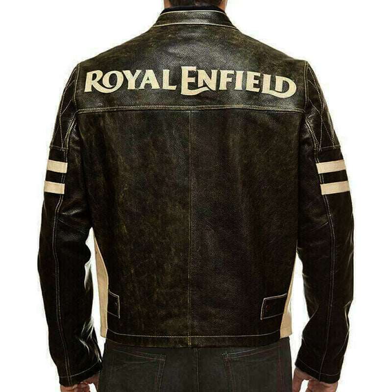 Black Royal Enfield Cafe Racer Motorcycle Jacket