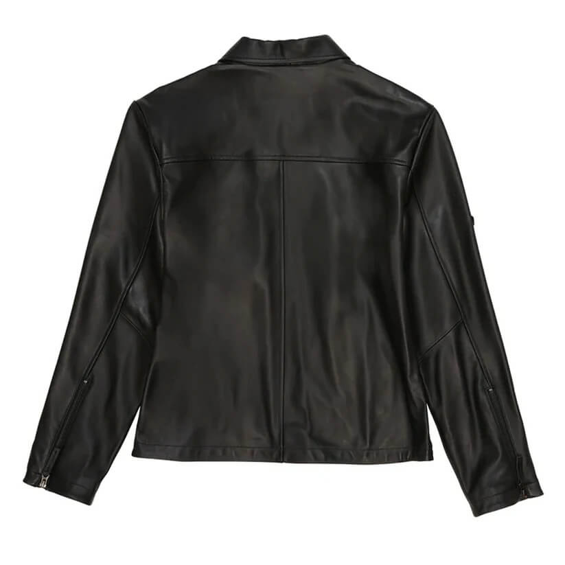 Black Aviator Shirt Style Avirex Leather Jacket