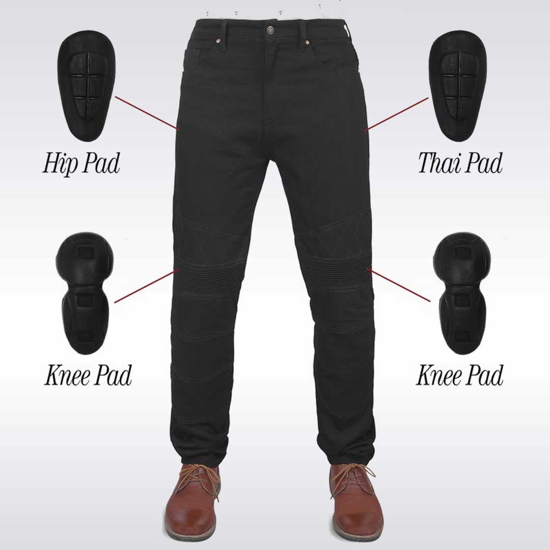 Black Kevlar Motorcycle Jeans with CE Level 2 Protectors