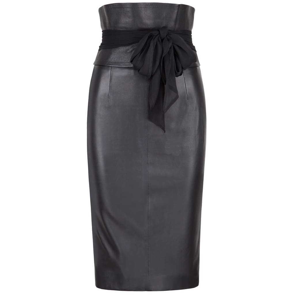 Black Leather Pencil Skirt for Women - High Waist Leather Skirt