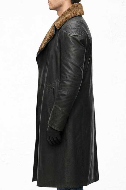 Blade Runner 2049 Officer K Sherpa Collar Leather Trench Coat