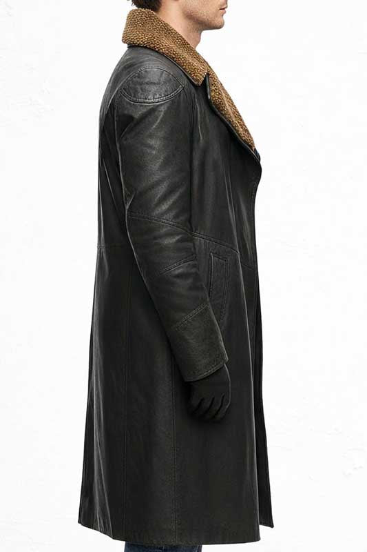Blade Runner 2049 Officer K Sherpa Collar Leather Trench Coat