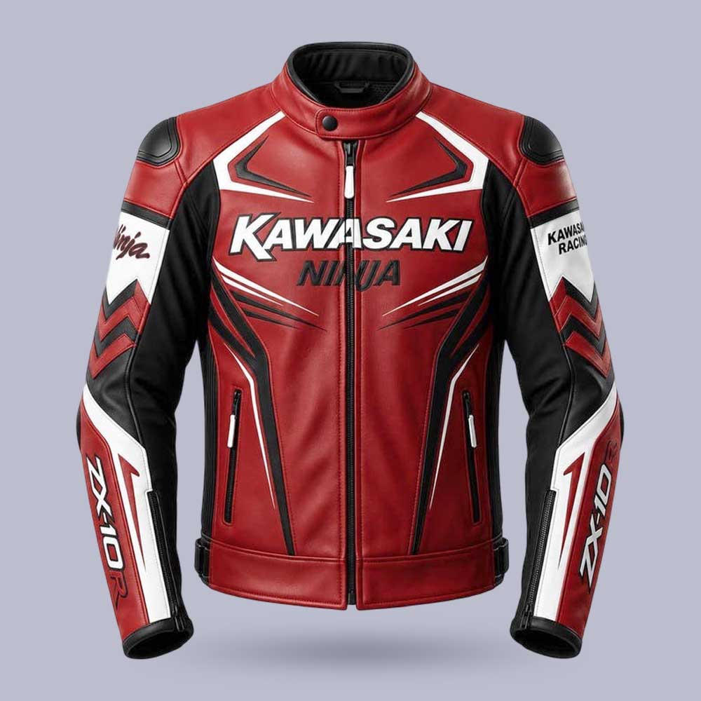 Kawasaki Ninja ZX-10R Genuine Cowhide Leather Motorcycle Jacket by Jackets Kingdom