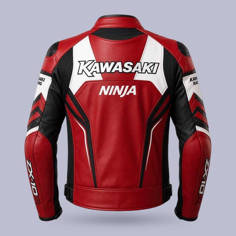 Kawasaki Ninja ZX-10R Leather Racing Jacket with CE Armor | Jackets Kingdom