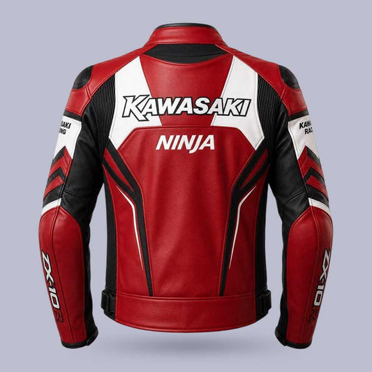Kawasaki Ninja ZX-10R Leather Racing Jacket with CE Armor | Jackets Kingdom