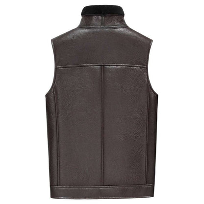 Brown Shearling Sheepskin Leather Vest for Men