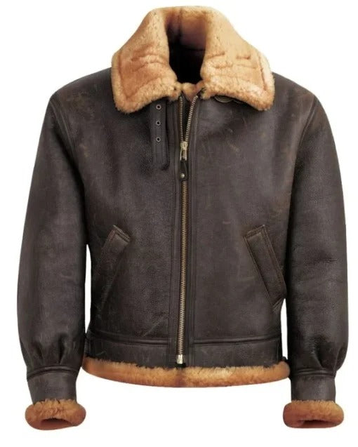 Brown Classic B-3 Sheepskin Bomber Jacket