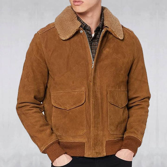 Brown Suede leather Pilot Jacket